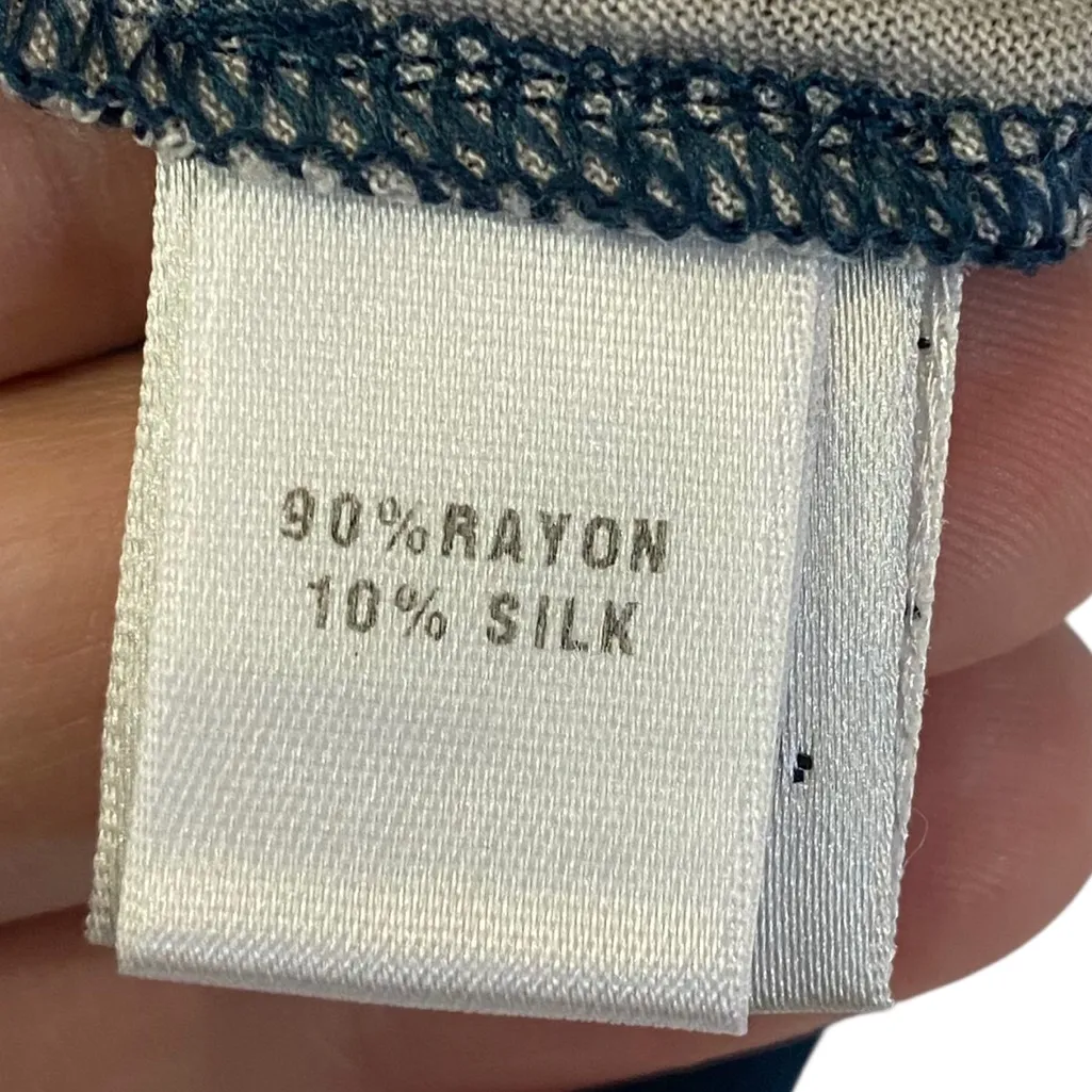 St. John Silk Colorblock Long Sleeve Crewneck Tee Shirt Small - Image 8