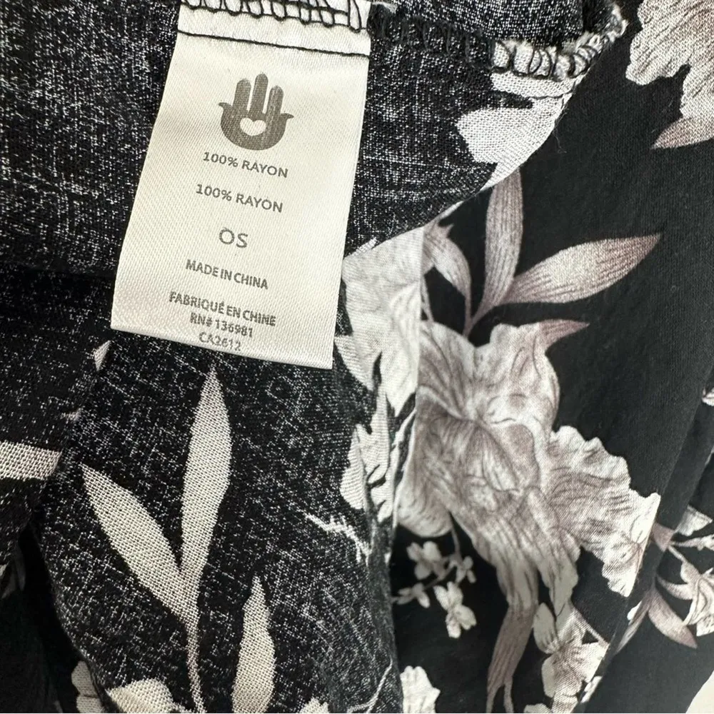 Spiritual Gangster Maya Black Floral Kimono Self Tie EUC One Size Fits Most - Image 10