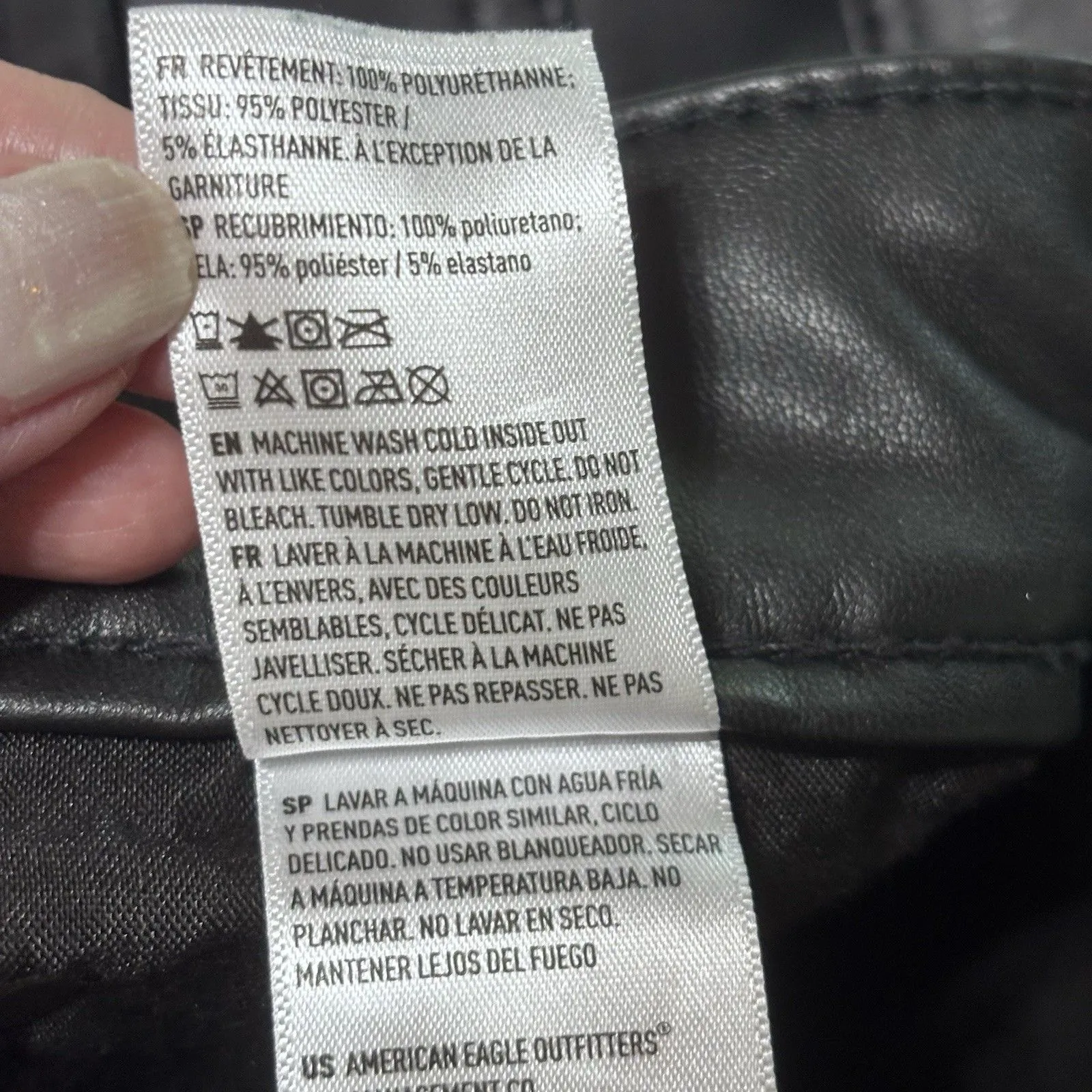 American Eagle Stretch Faux Leather High Waisted Flare Pants Size 14 Long - Image 16