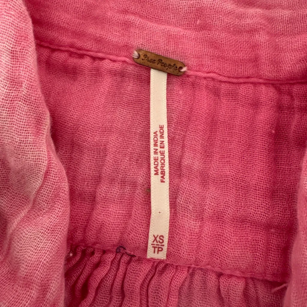 Free People Madrid Double Cloth One Piece Jumpsuit Cotton Gauze Boho Barbie XS - Image 13