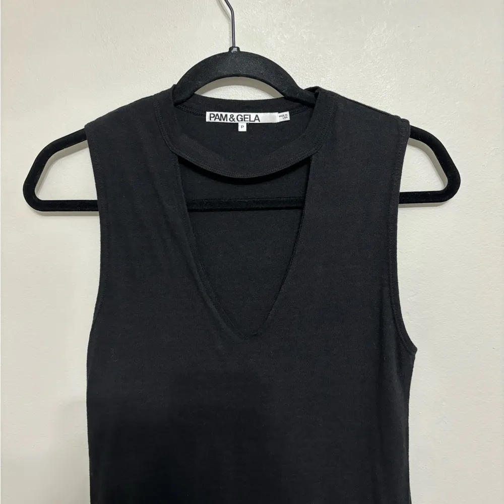 Pam & Gela Black Cutout V Neck Mini Dress - Size P (XS) - Image 5