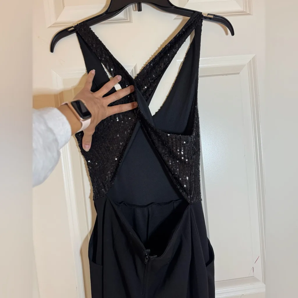 Women’s Jumpsuit, Black Sequin, Small,‎ Open Back - Image 6