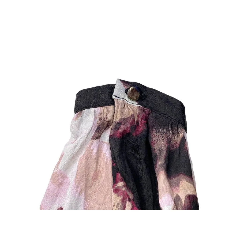 Jennifer Lopez Smocked Waist Floral Mock-Wrap Dress 3/4‎ Sleeve Black Multi  Med - Image 7