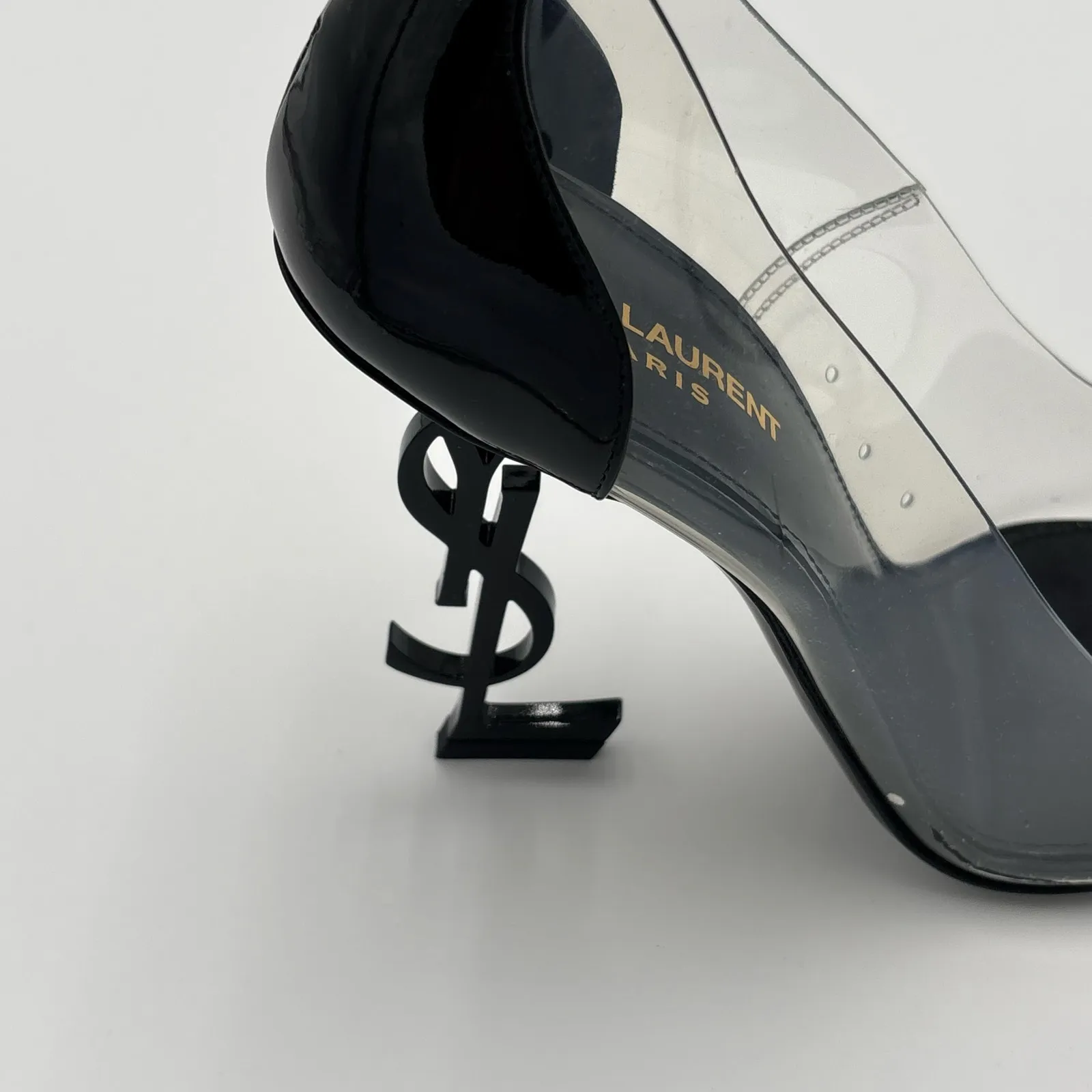 Saint Laurent Opyum 110 YSL High Heel Pump Clear Transparent PVC Black Size 40 - Image 13