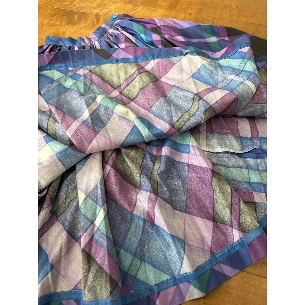Vtg 50's circle plaid skirt Modern Jr by Gale & Gale TABIT metal zipper XXS Purple - Image 11