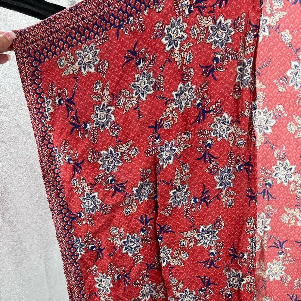 Japna kimono red white blue one size lightweight wrap poncho cover up - Image 5