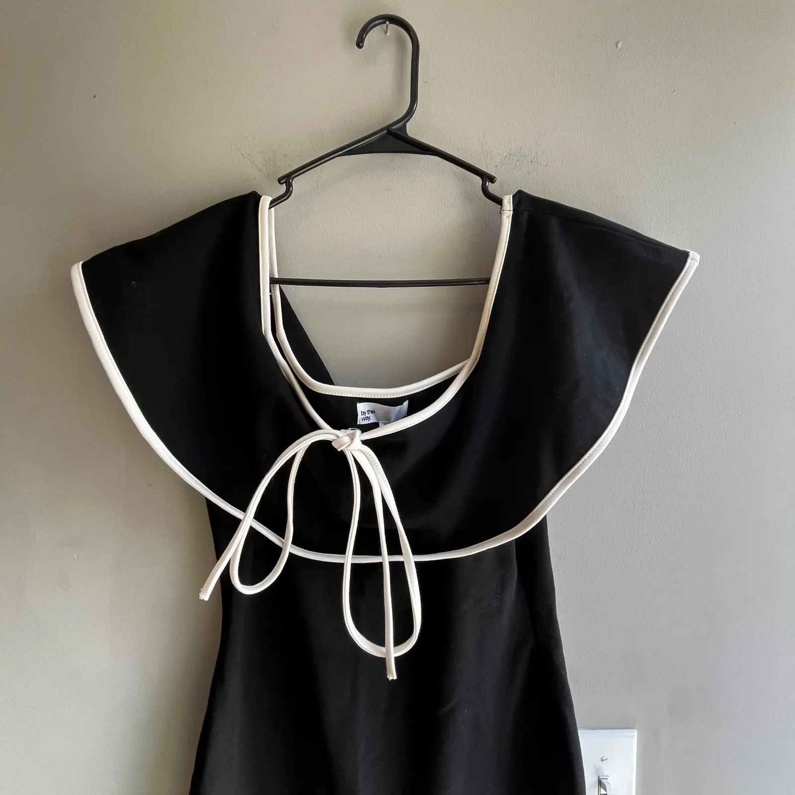 BY THE WAY Black Mini Dress with Contrast White Collar Minimalist Guest L - Image 2