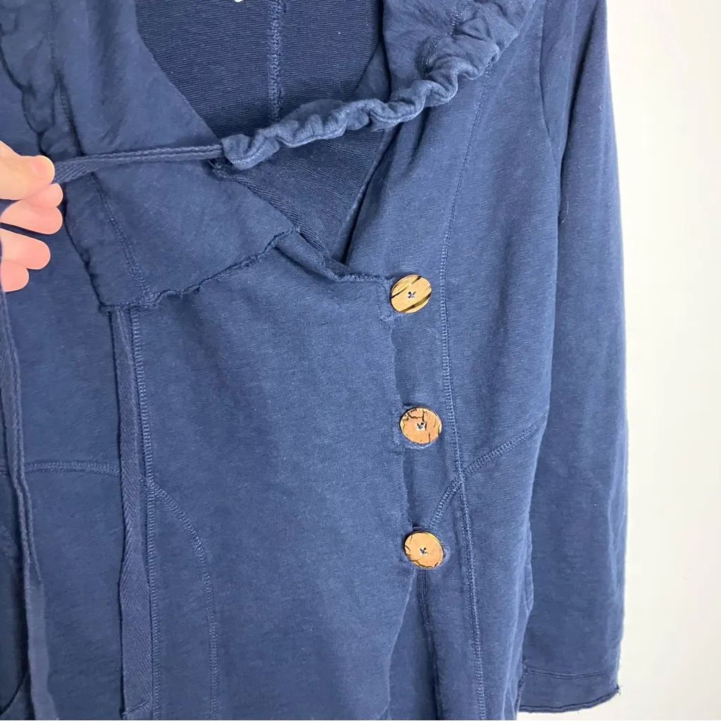 Lucky‎ Brand navy blue 100% cotton jacket casual boho women’s size large buttons - Image 3
