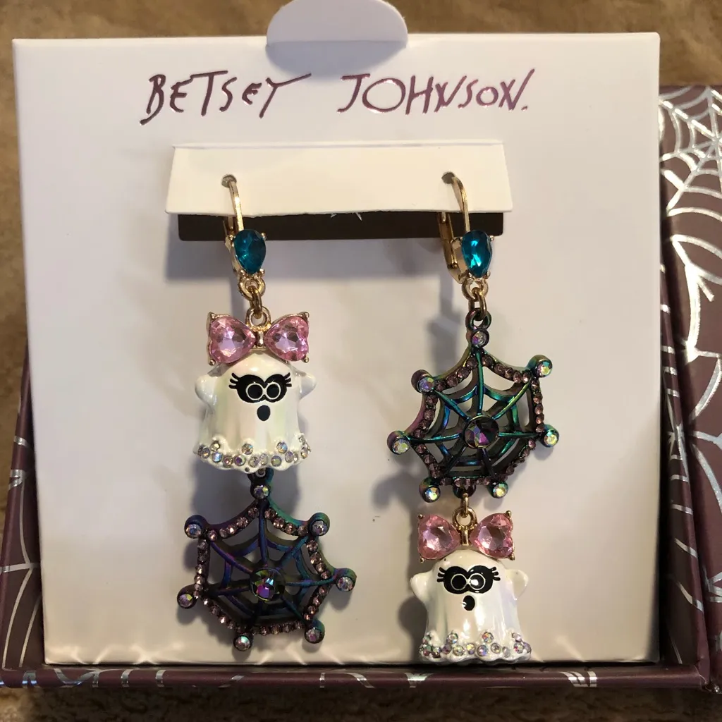 Betsey Johnson ghost with web earrings. New with tags. - Image 2