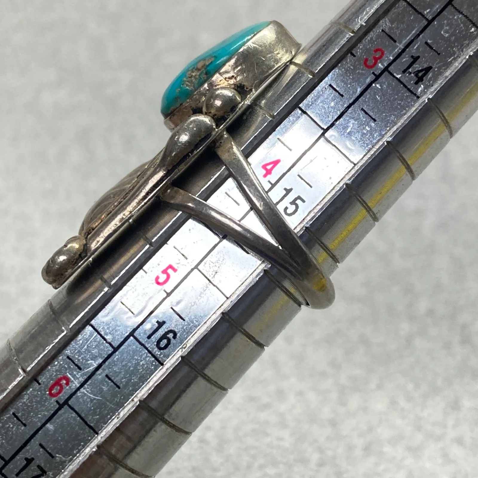 Sterling Silver Turquoise Feather Native American Style Statement Ring Size 4.5 - Image 8