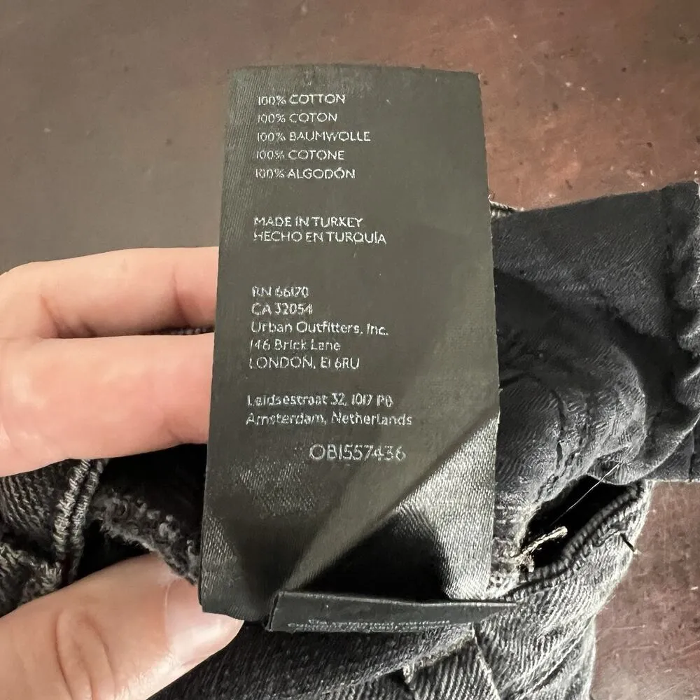 We The Free People Jeans Button Fly Straight Leg Loose Low Rise Black Size 24 - Image 8