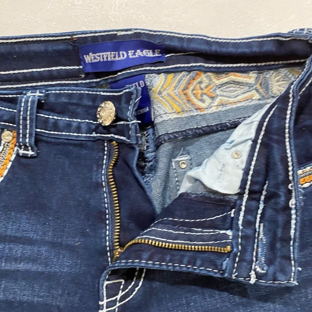 Westfield Eagle Dark Wash Bootcut Jeans Size 5 – Contrast Stitching, Western Sty - Image 8