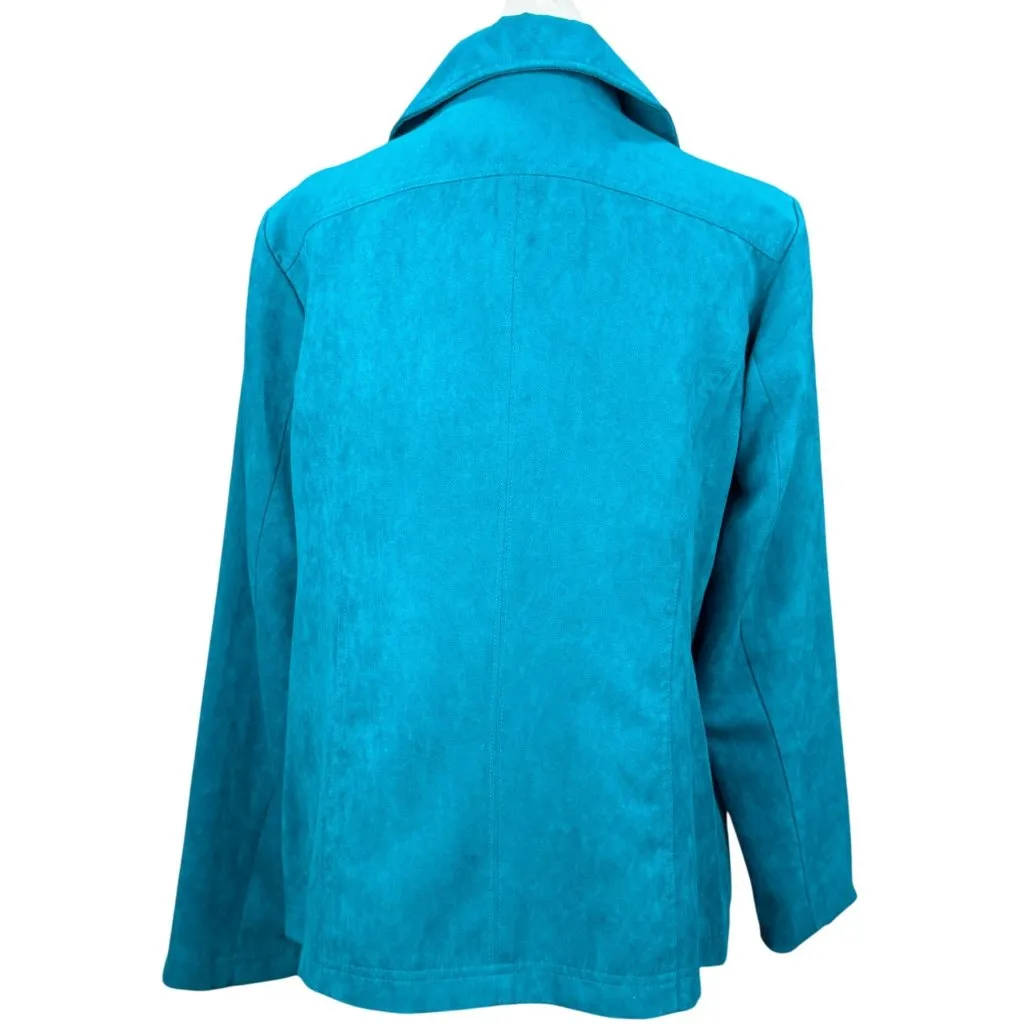 Studio Works NEW  Button Up Blazer Jacket Womens 10 Blue Pockets Lined Collared - Image 3