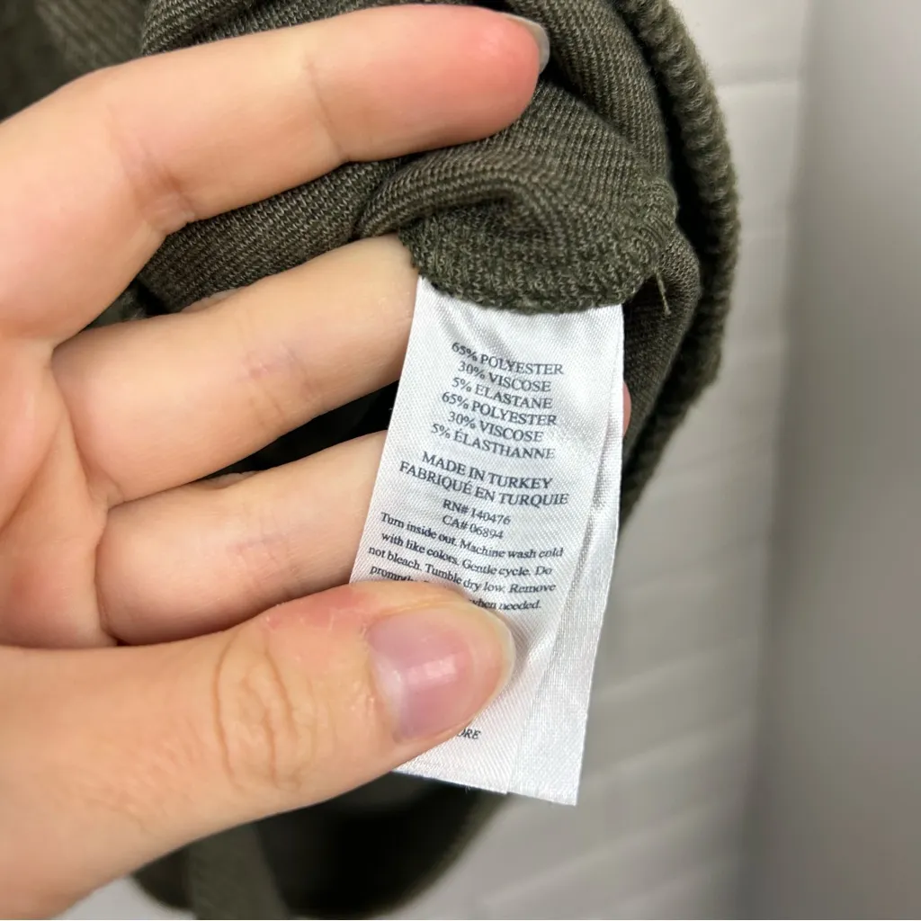 Faherty Legend Knit Sweater Dress in Olive Green Melange Twill Size S - Image 11