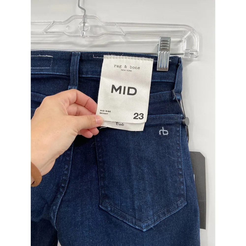 Rag & Bone Esme Cate Mid-Rise Dark Blue Skinny Jeans Size 23 NWT - Image 7