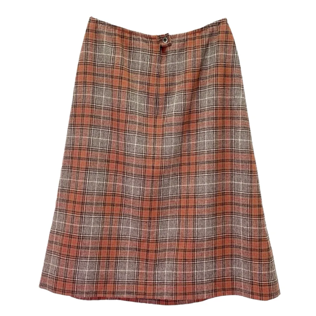 Vintage Pendleton Wool Plaid A-Line Skirt Orange Brown Glen Check USA Size 10 - Image 3
