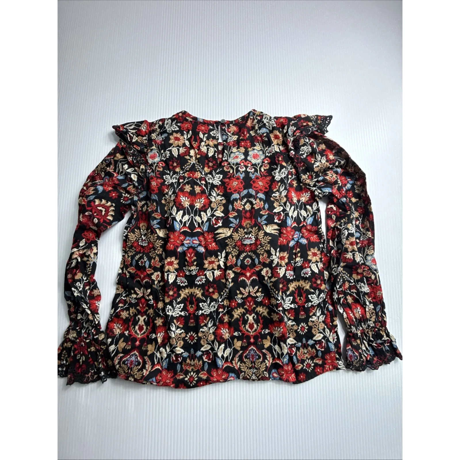 Ann Taylor Loft XXSP Top Floral Print Stretch Long Sleeves Blouse Soft Crew - Image 5