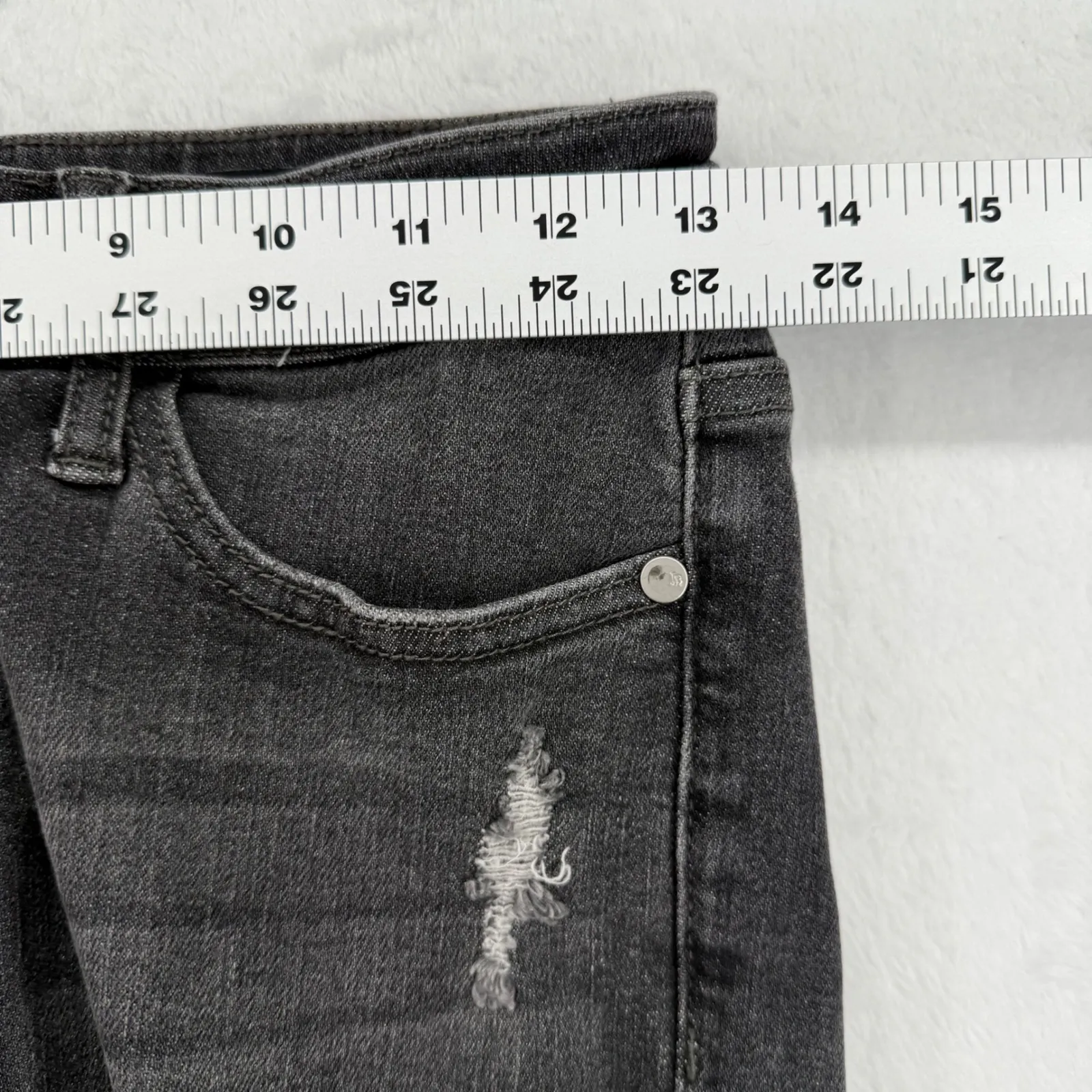 Judy Blue Distressed Ankle Skinny Jeans Size 7/28 Black Wash Denim - Image 2