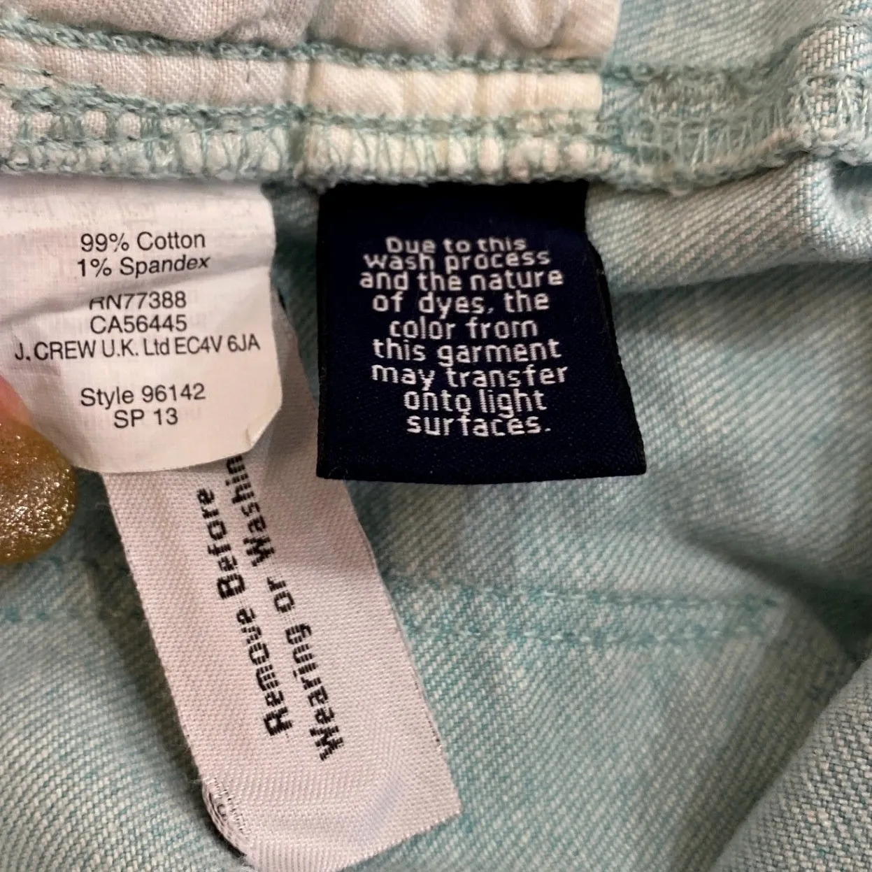 J Crew Toothpick Jeans Women Aqua Blue Light Wash Size 26x28 Skinny - Image 7