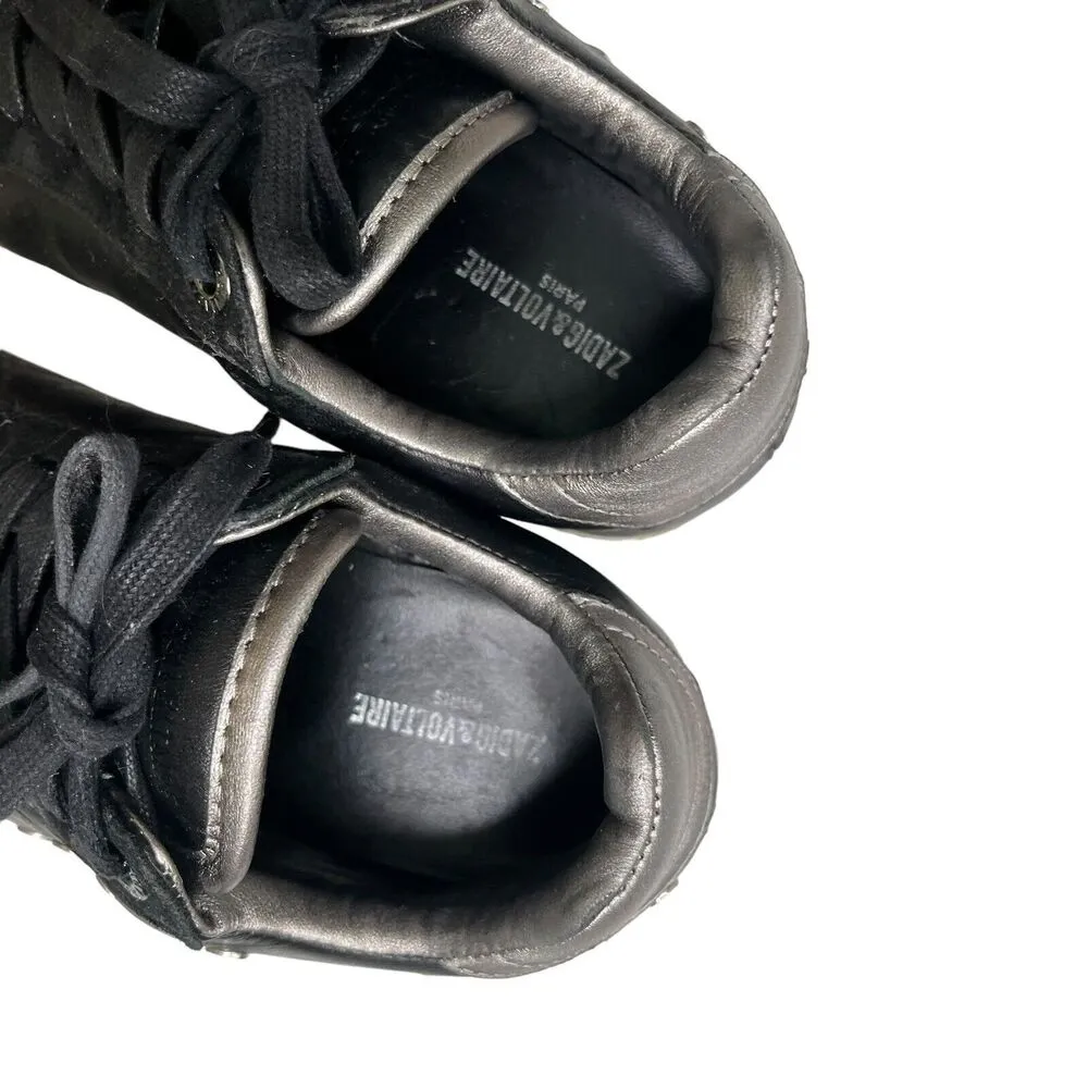 Zadig & Voltaire Zv1747 Skull Black Leather Sneakers Shoes Women’s Size 36 US 6 - Image 9