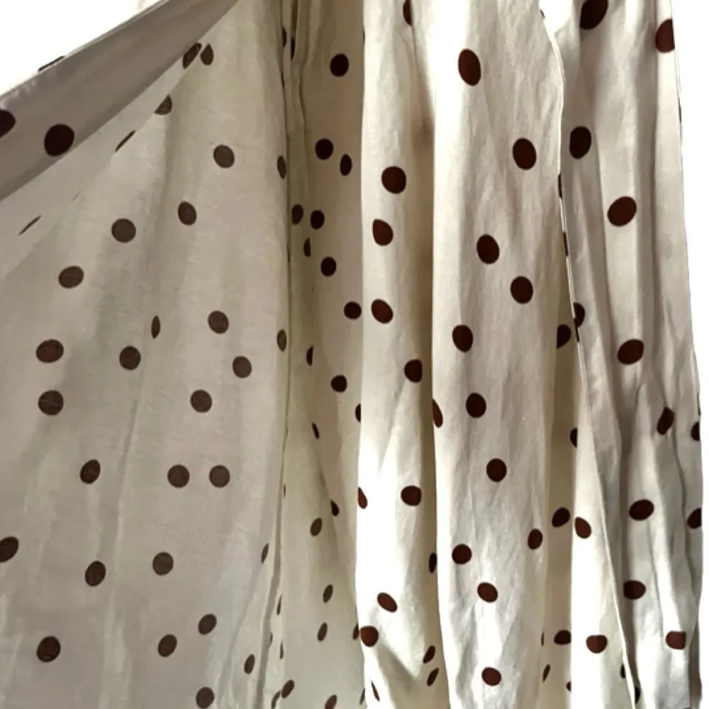 Moon River linen blend polka dot midi wrap dress SIZE MEDIUM - Image 11