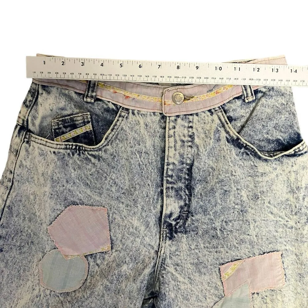 Vintage Bonjour High Waisted Patchwork Denim Shorts Size 10 - Image 6