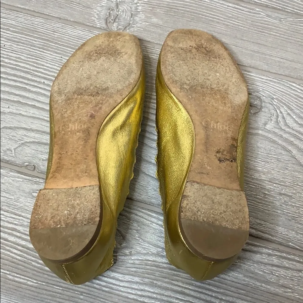 Chloe Lauren metallic gold scalloped flats Sz 36.5 - Image 8