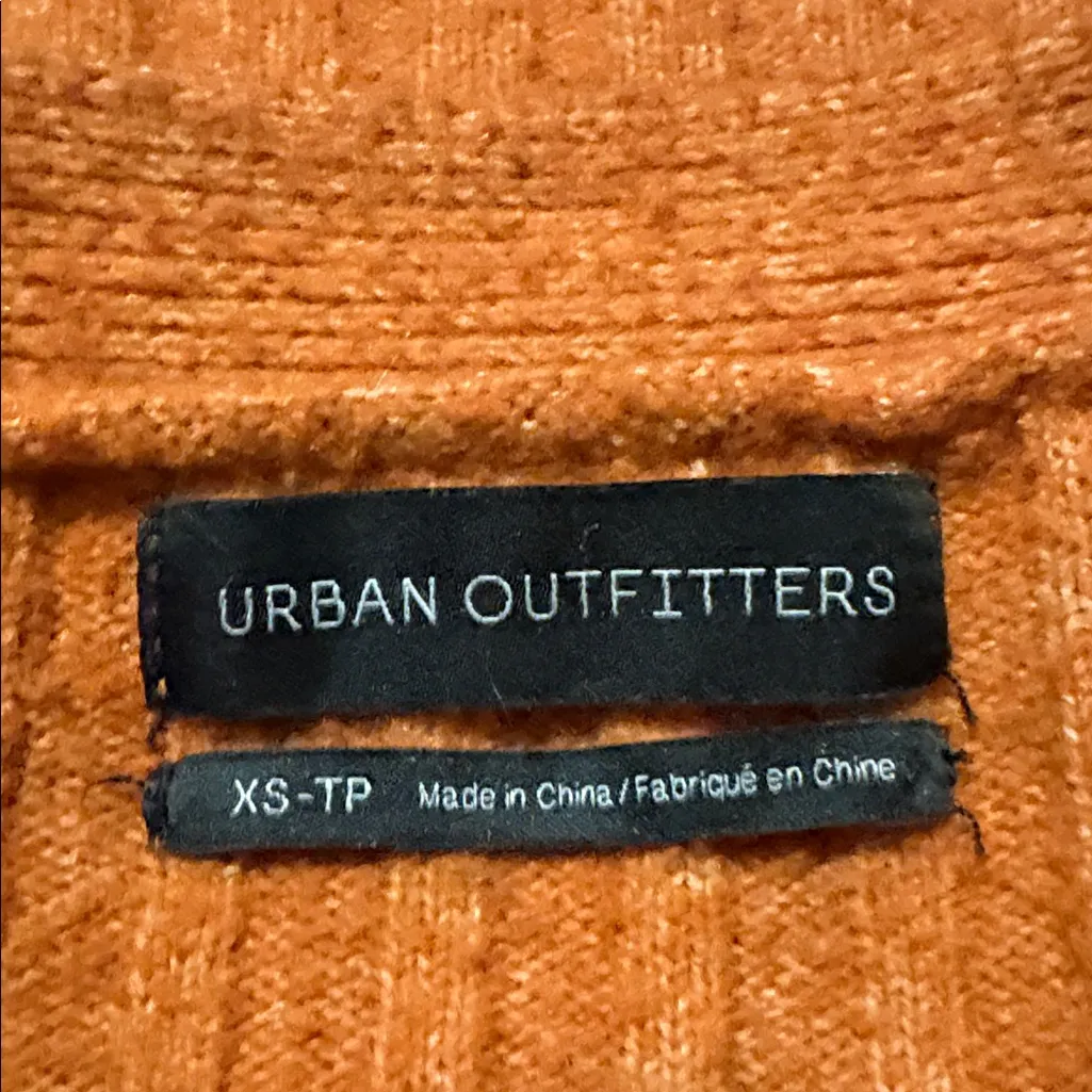 Urban Outfitters XS Burnt Orange Rose Ribbed Crop Cardigan Sweater - Image 3