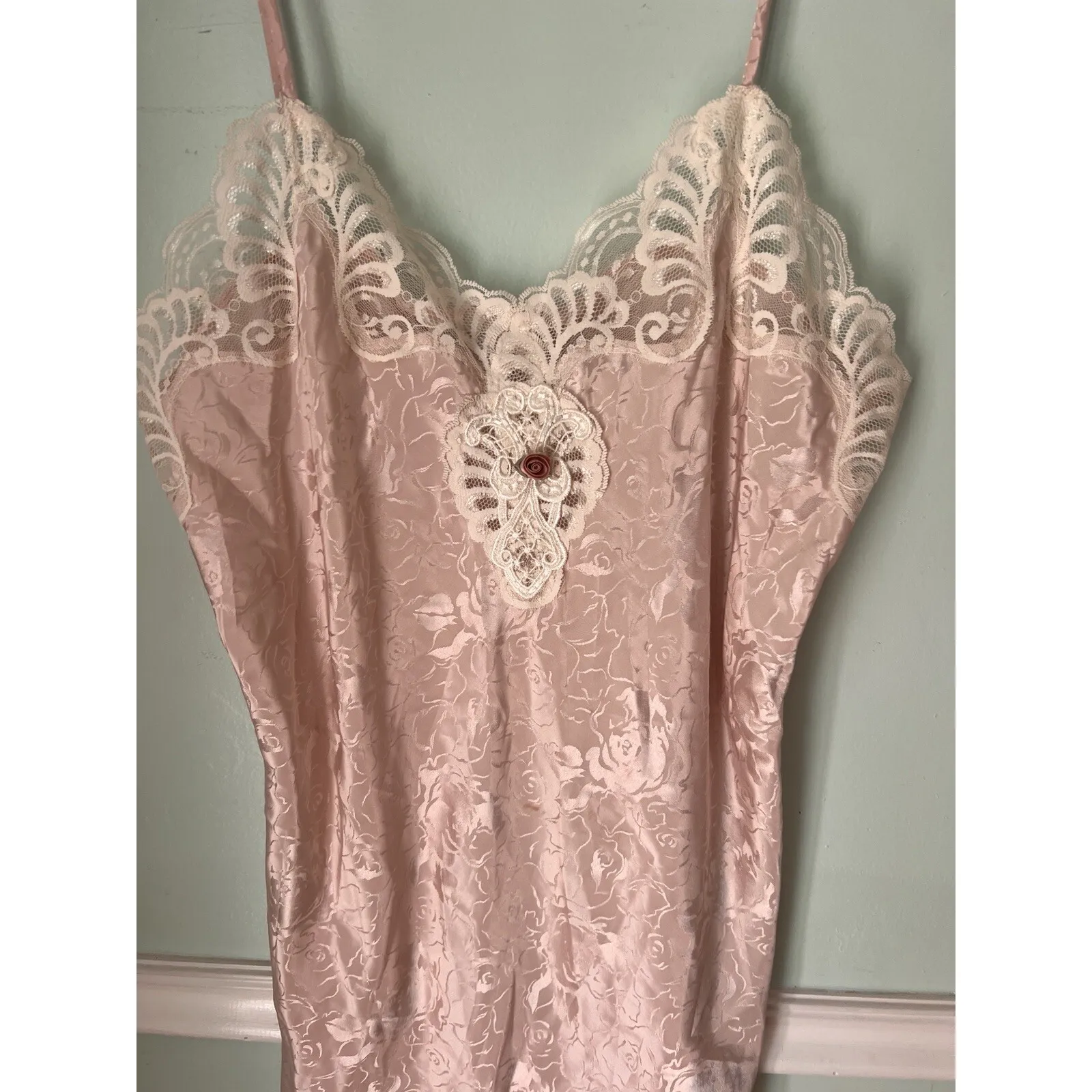 California Dynasty Size Large Poly Nightgown Vintage Y2k Babydoll Teddy Coquette Pink - Image 2