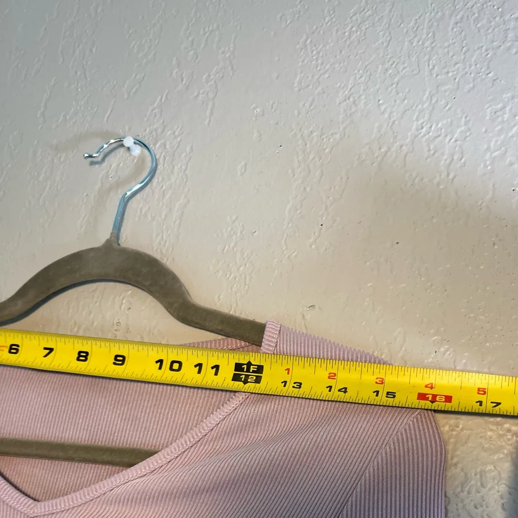 Boohoo Pink Long Sleeve Tie Front Crop Top Blouse Y2K SZ 4 Wide V-Neck Summer - Image 5