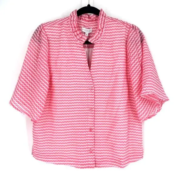 NWT Sedge Red &‎ White Ruffle Short Suit Set Size Medium Candy Stripe Blouse - Image 2