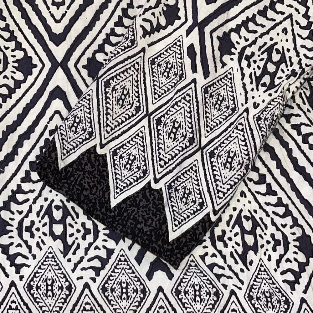 Fun2fun Women's 3/4 Sleeve Top Blouse Bohemian Geometric Tunic Black Size Medium - Image 9