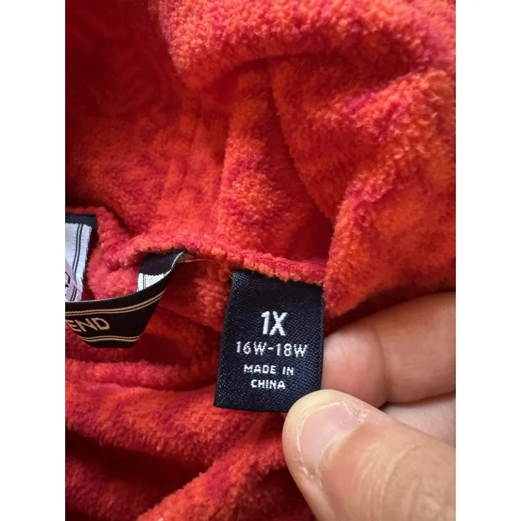 Lands End Red High Cowl Neck Pullover Sweater‎ Women Size 1X Fleece Fall Casual - Image 8