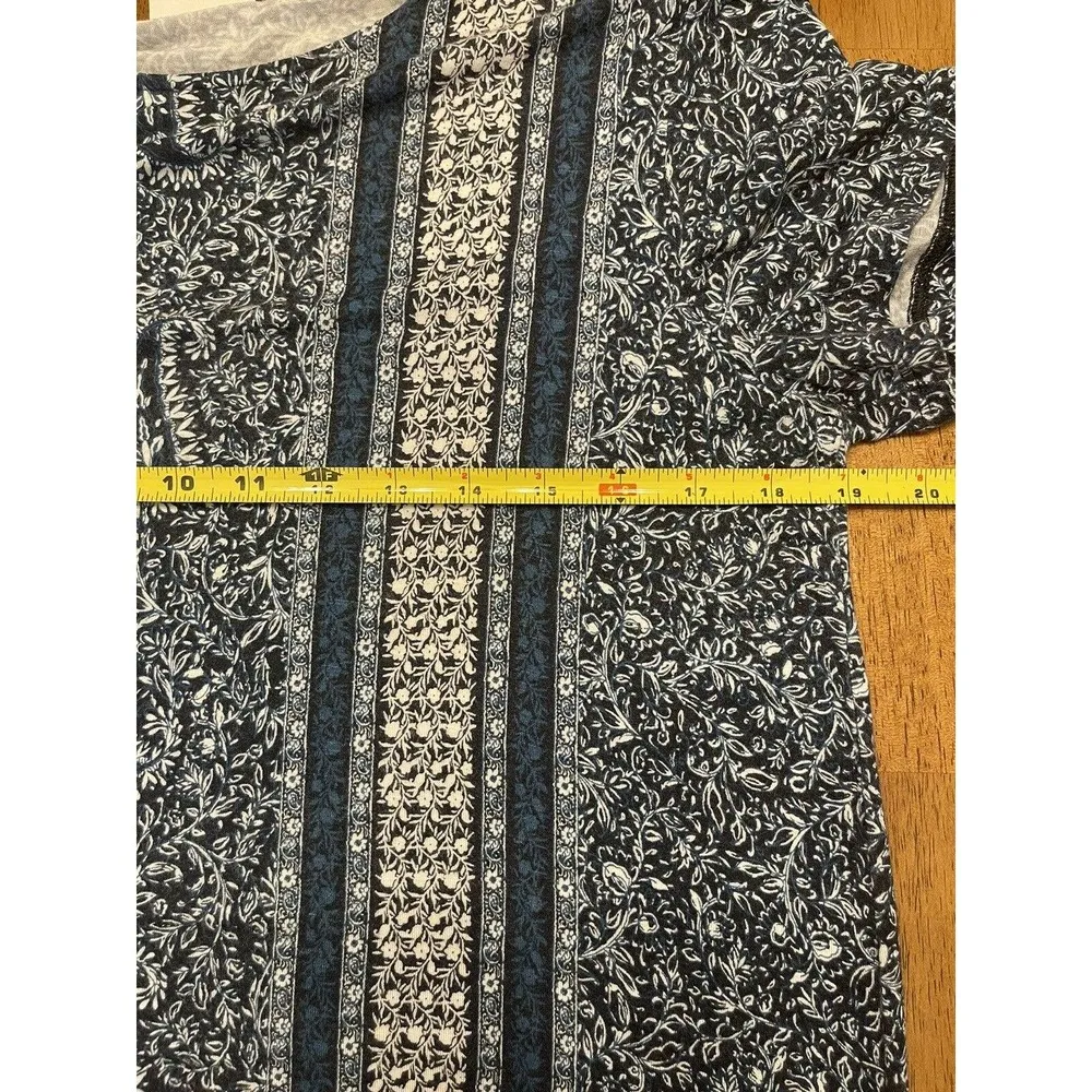 J.Jill Dress Blue White Paisley Size Small Short Sleeves Crewneck Comfort - Image 6