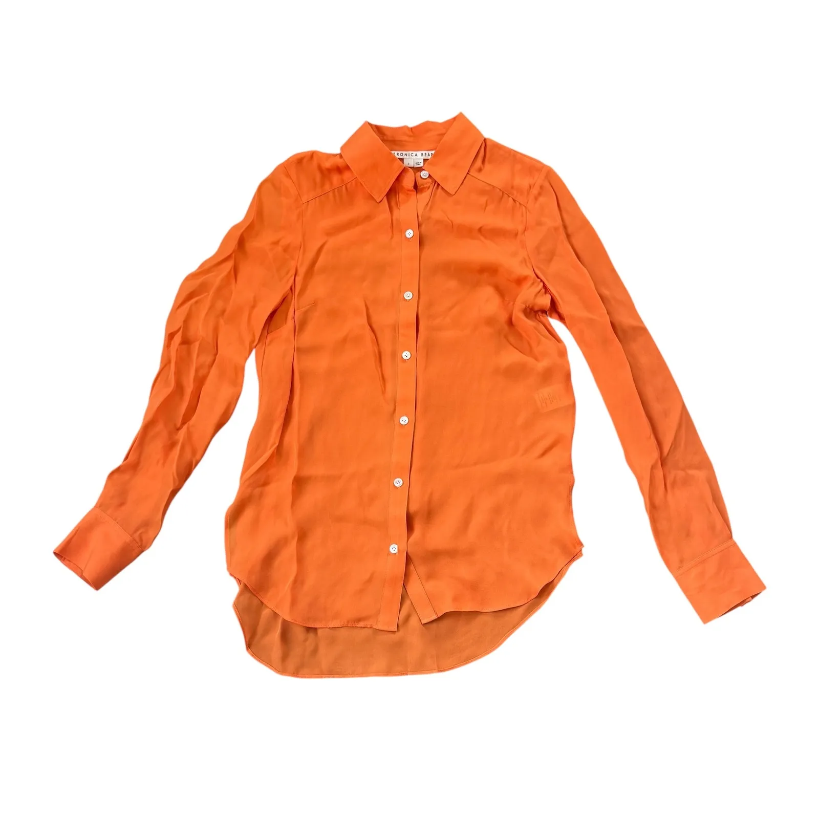 Veronica Beard Tangerine Orange Silk Blouse - Image 2