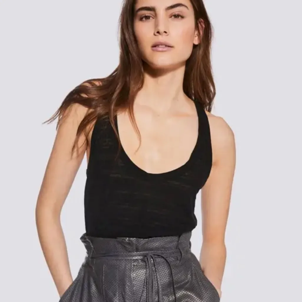 IRO Paris Mollie Burnout Scoop neck Tank Top Black XS $140 - Image 2