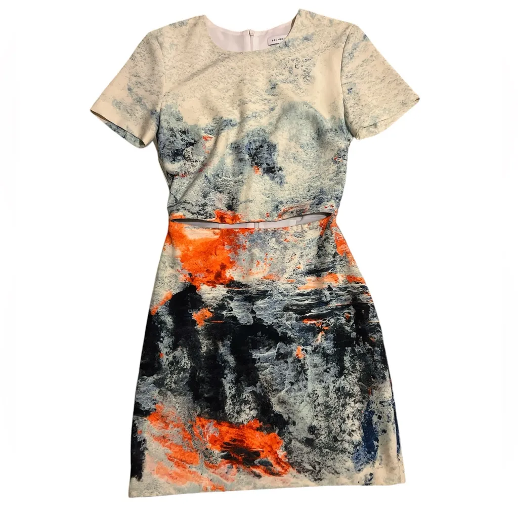 BEC + BRIDGE US Size 2 Fire And Ice Multi Mini Party Cutout Dress Short Sleeved - Image 3