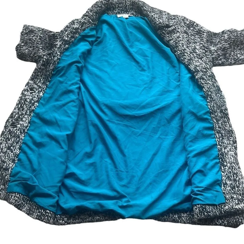 Pendleton Black Gray Marled Sweater Coat 3 Button Med Petite Wool Blend Grandma - Image 6