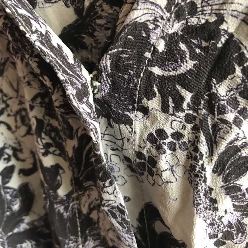 Rebecca Taylor Dress Silk V Neck Floral Blue Grey White Dress Sz 4 EUC - Image 7