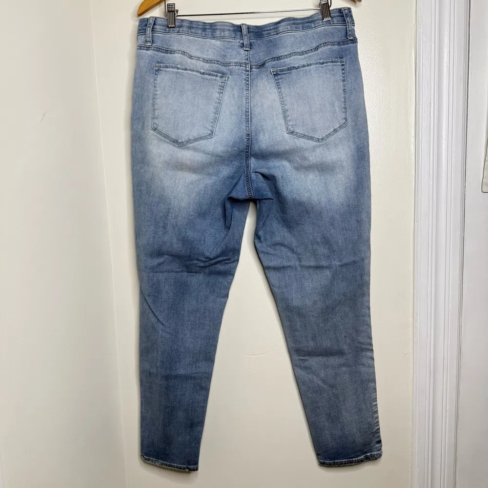 Woman Within Distressed Skinny Jeans Size 18W 28” Inseam Light Wash - Image 5