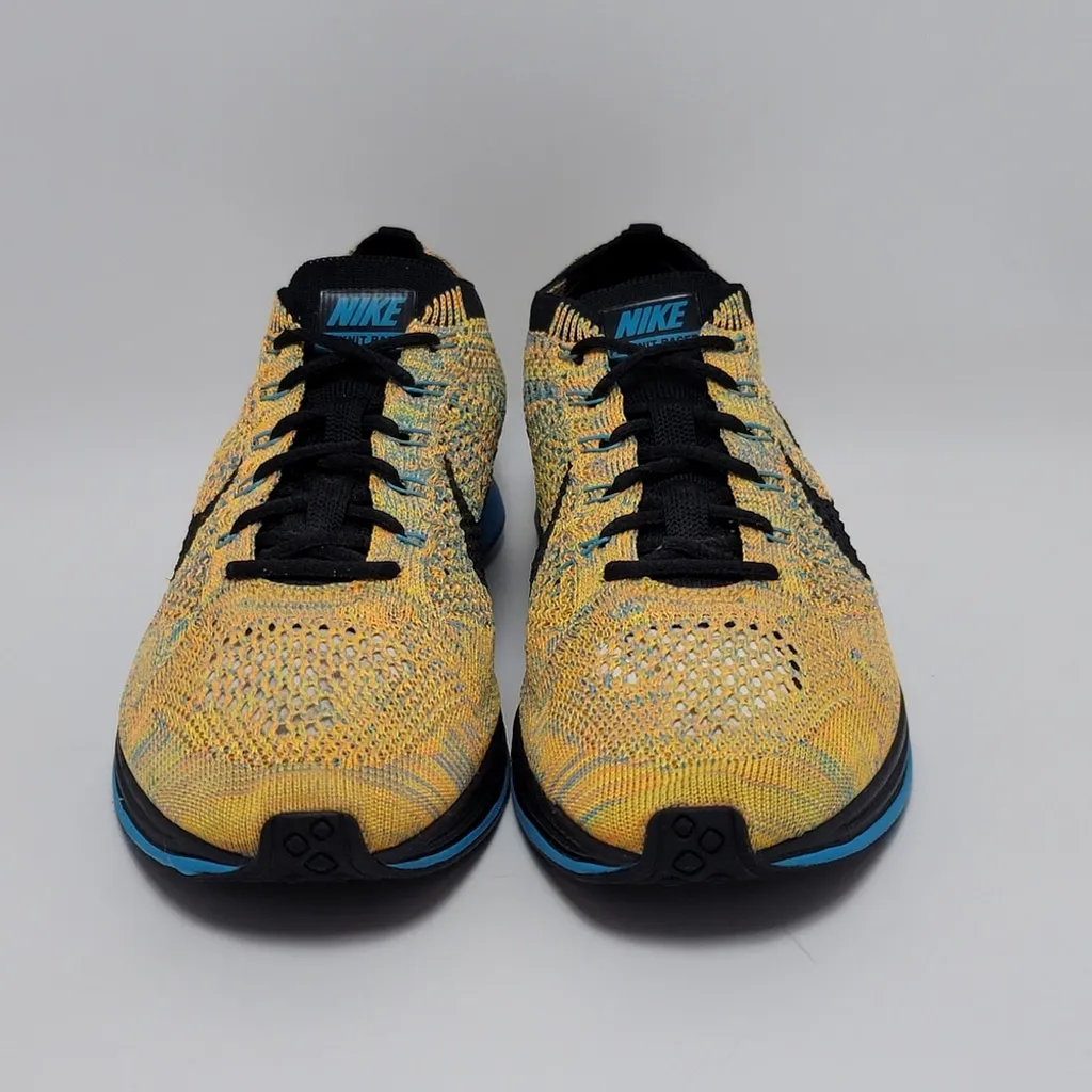 Nike Flyknit Racer Sherbet Bright Citrus Blue Lagoon Trainers 526628-800 Sz 7.5 - Image 6