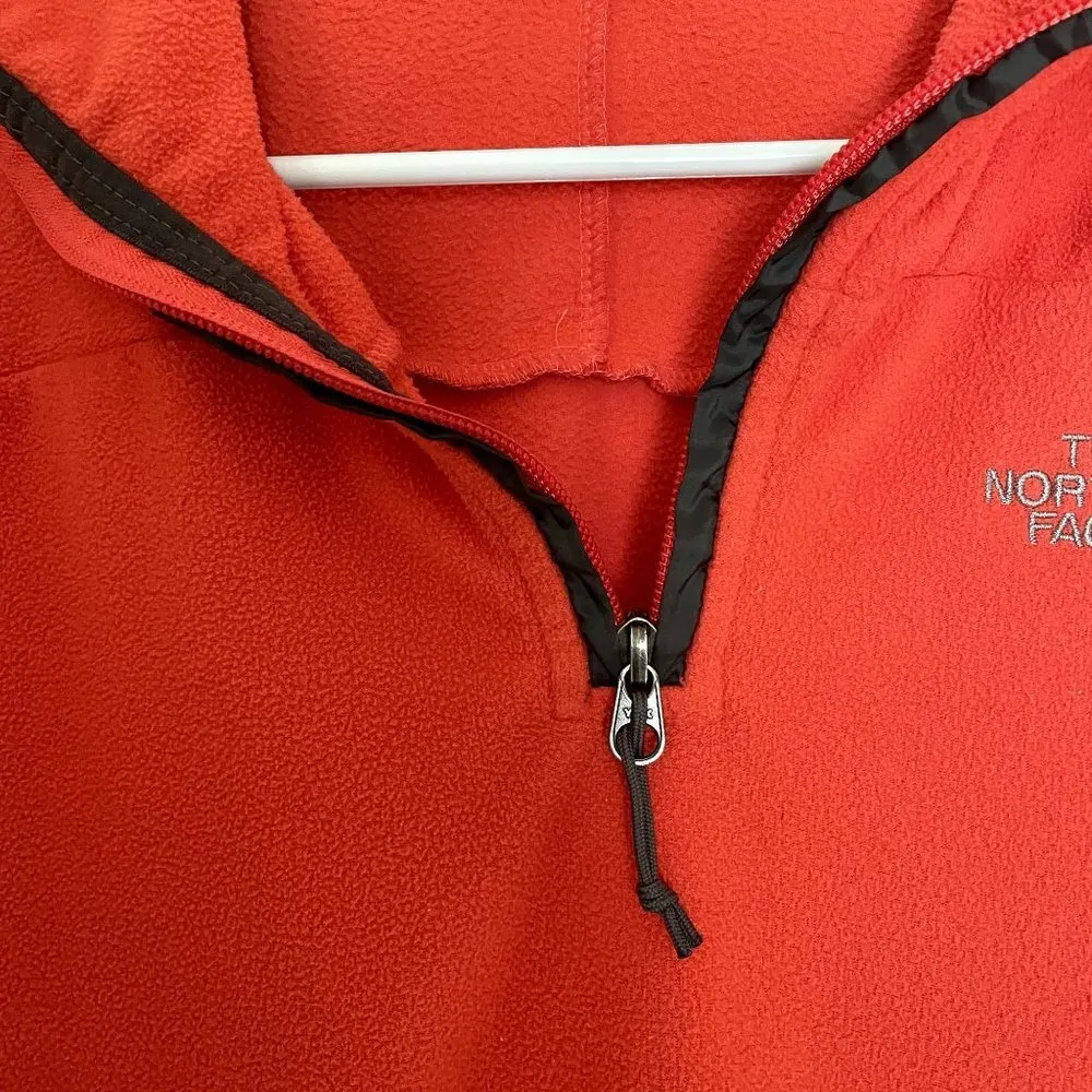 The North Face bright orange half zip fleece pullover pockets winter warm fall - Image 4