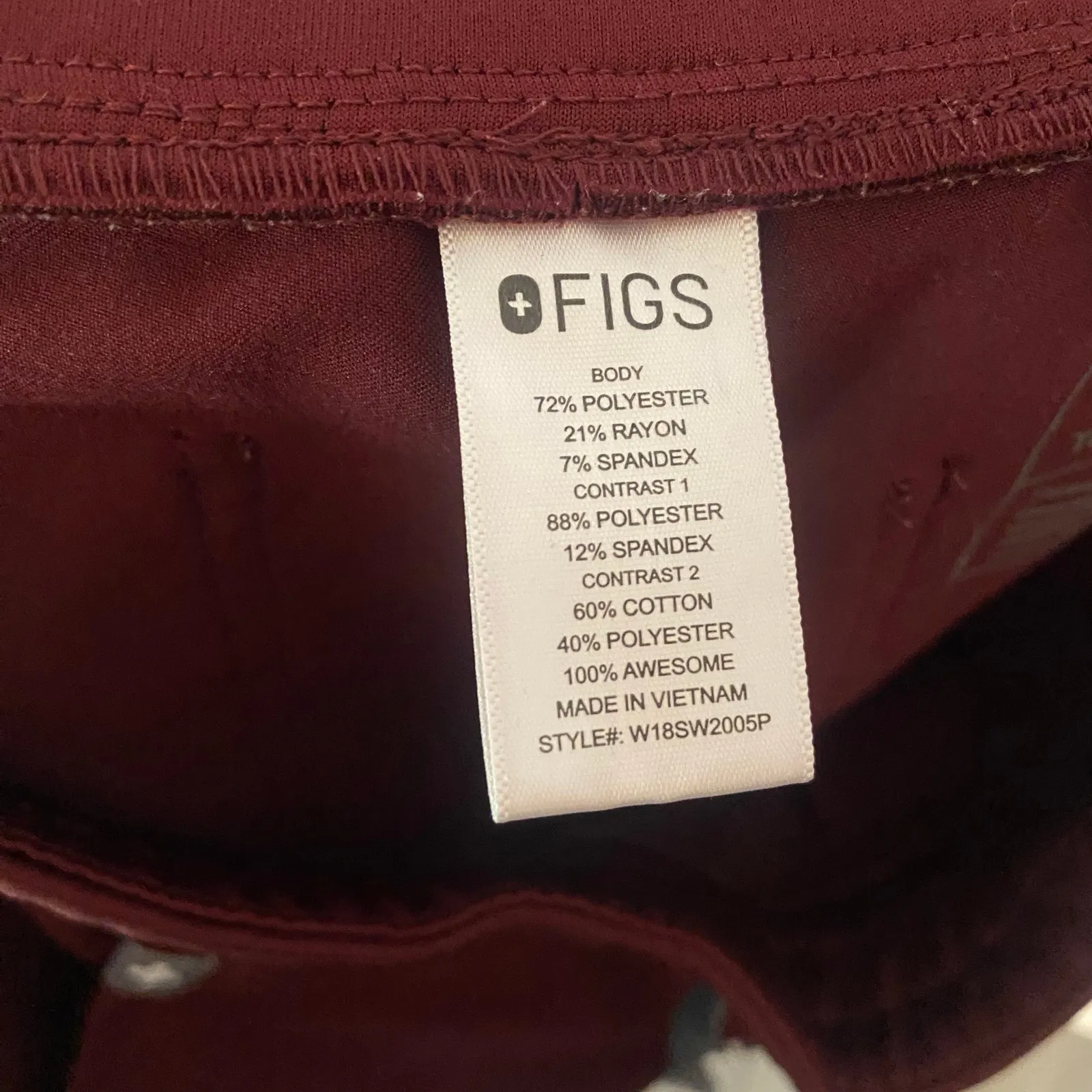 FIGS Burgundy Red Zamora Jogger Scrub Pants Uniform Women's size XS Petite - Image 8