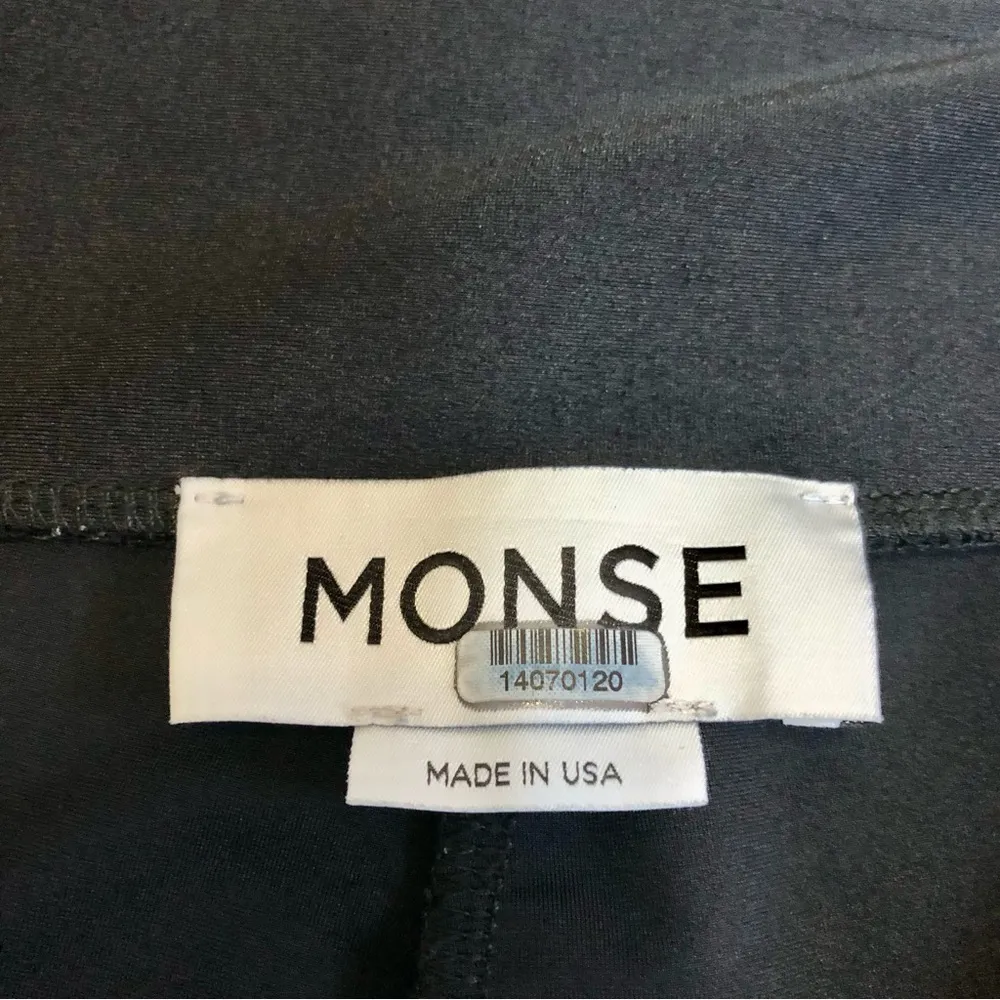 MONSE Stretchy Biker Shorts Black & White Logo Side Stripes Athleisure Scuba szL Size L - Image 11