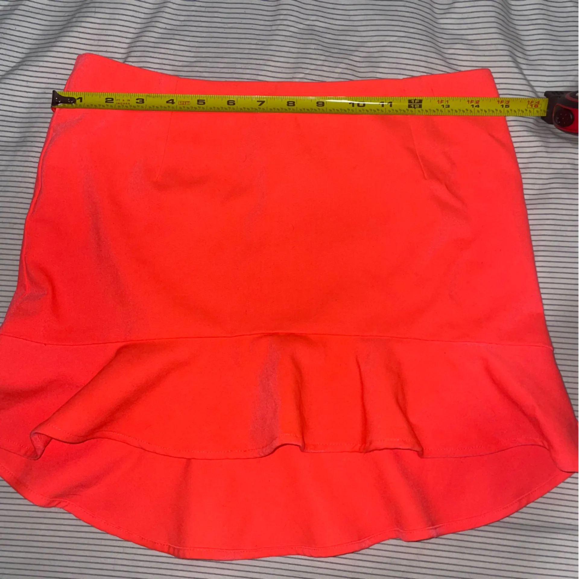 Tobi Neon Coral Flounce Skirt Orange - Image 2