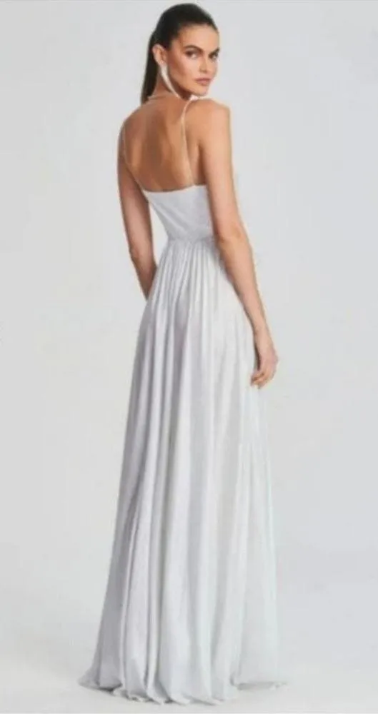 Retrofete Doss Dress in Silver/White Size Medium Maxi NWT Spaghetti Straps - Image 2