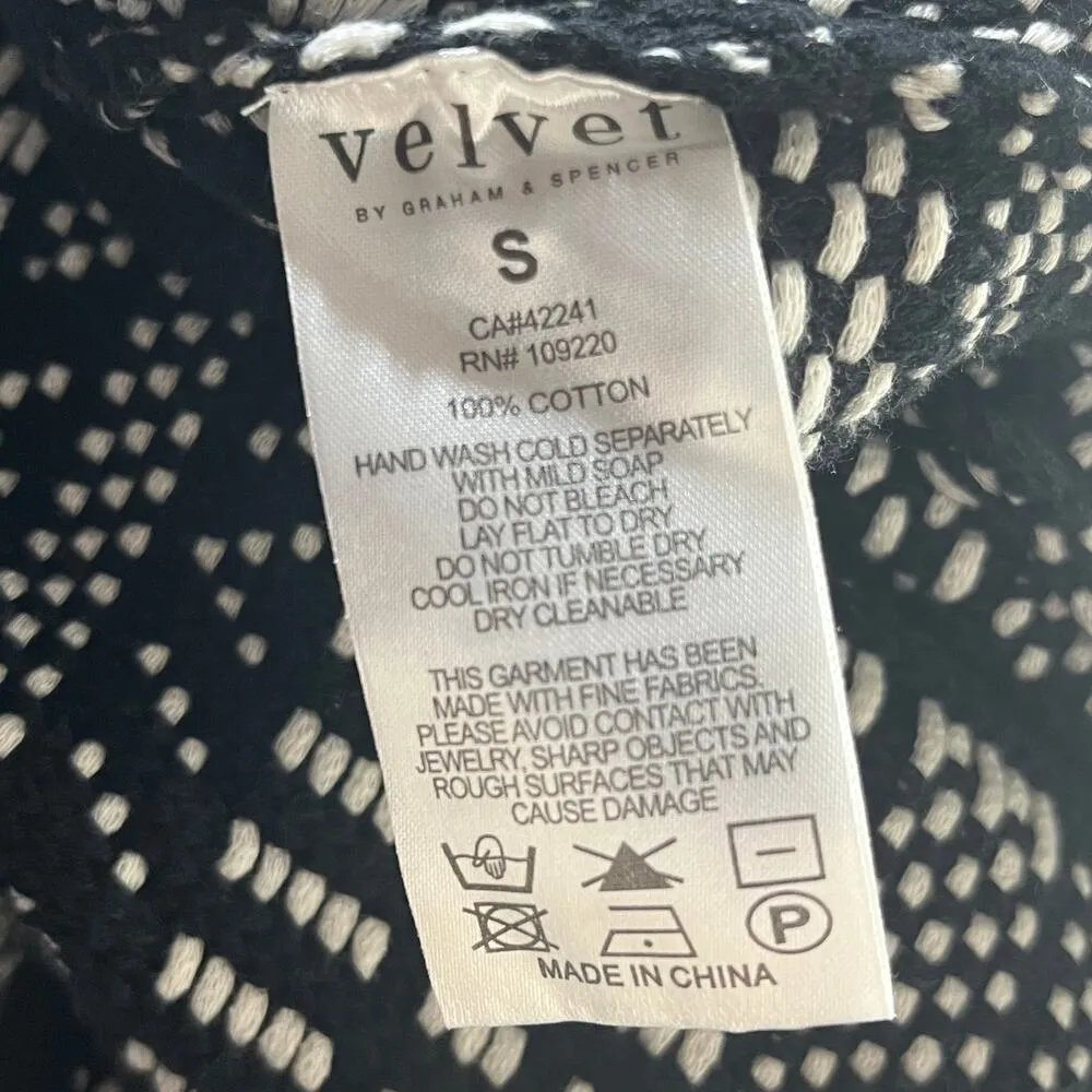 Velvet by Graham & Spencer Women Black White Jacquard Siani Cotton Jacket Small - Image 5