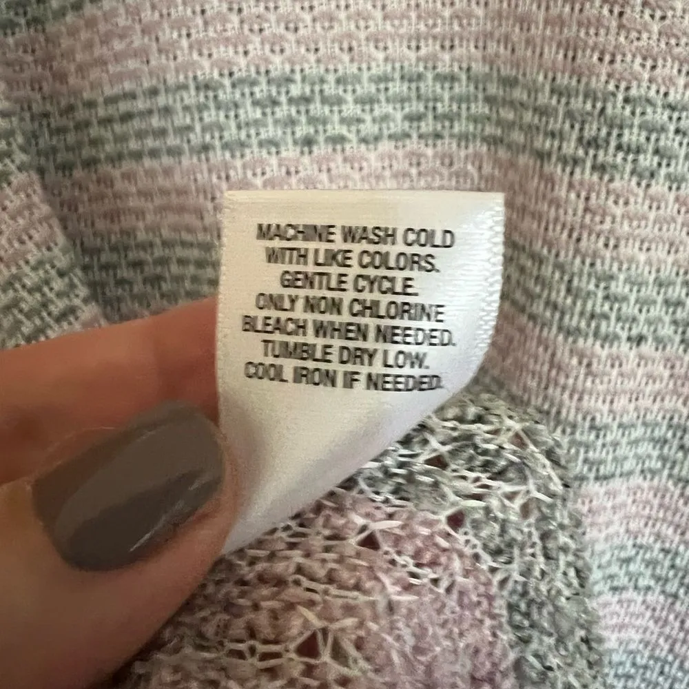 Sunday pink and green striped tunic sweater with twist detail at left front hem Size 2X - Image 8