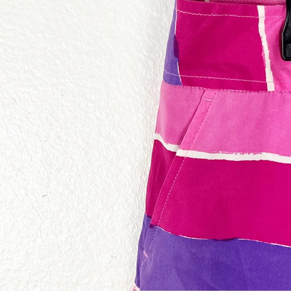 ALICE + OLIVIA Butterfly Striped Silk Blend Colorblock Pockets Shorts, Size 6 - Image 8