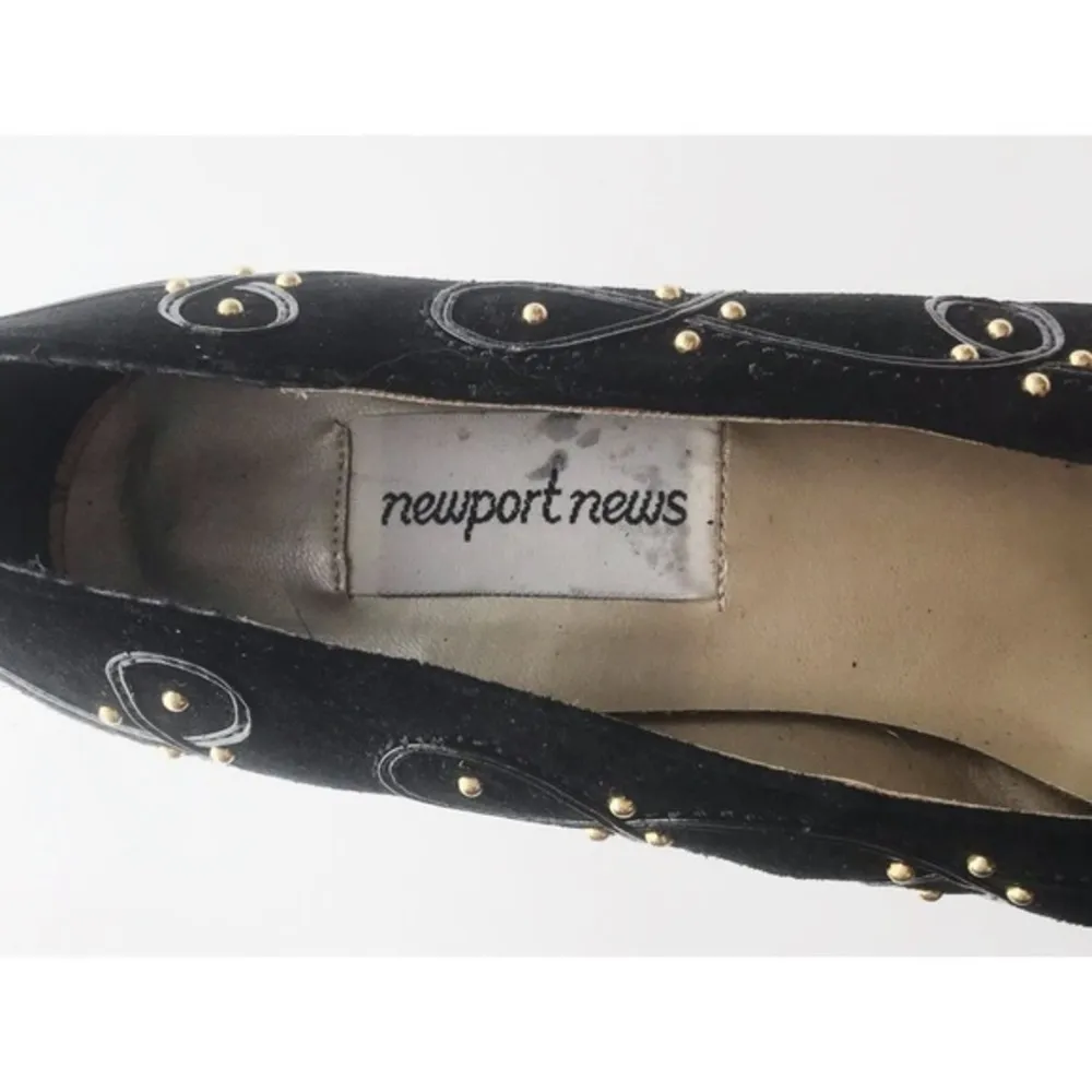 Newport News • Vintage Embellished Suede Heels - Image 4